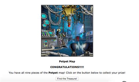 Petpet laboratory map - Categories. Special - This is the official type for this item on Neopets. Treasure Maps - This is one piece of nine and can be redeemed for various rewards. Part of a map that is said to lead you all the way to the Petpet Laboratory. Collect all 9 pieces to reveal the path.